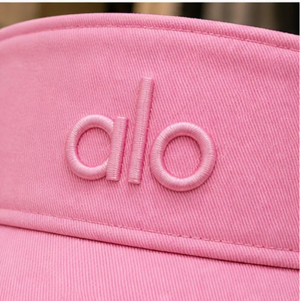 ALO Yoga Pink Gym Open Top Visor Hat Logo